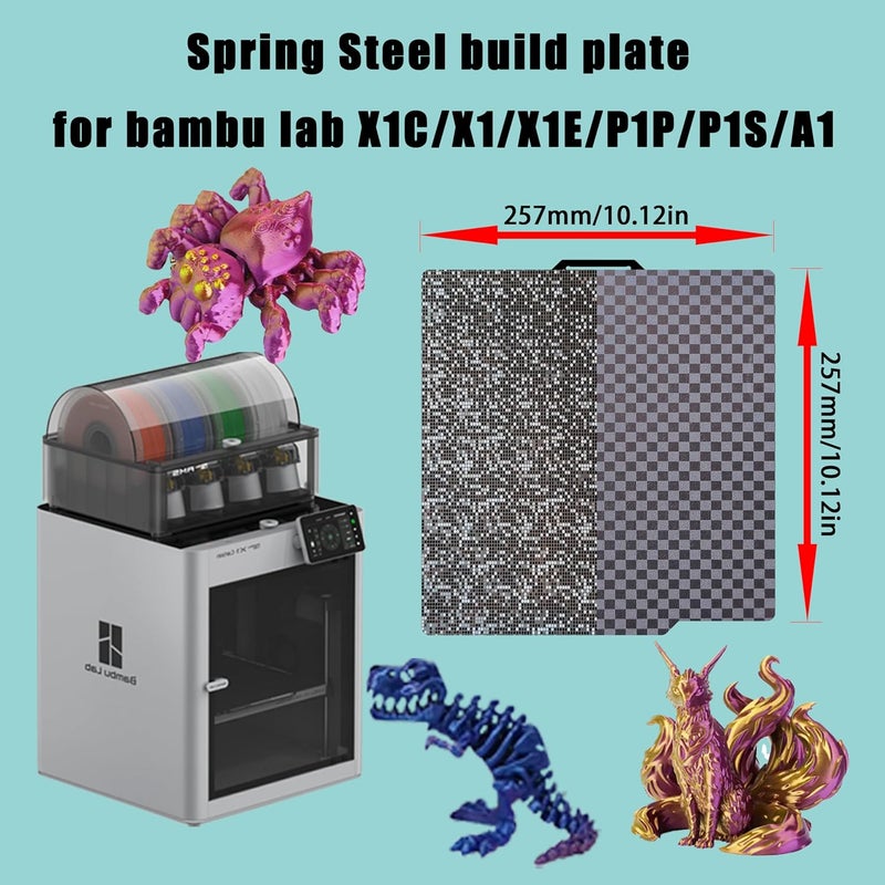 Tiny Trees Build Plate for Bambu Lab P1S P2S A1 X1 X1C X1E P1P: Smooth PEI H1H Carbon PET PEO PEY Sheet Bed Plate P1S Build Plate for 3D Printing Hobbyist, 257 X 257mm (PEY-Dot + PEY-Square Grid) - Image 3